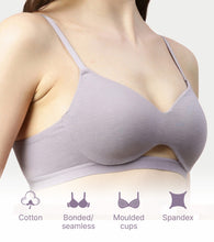 Load image into Gallery viewer, Enamor Innovations CloudSoft, Invisi Neckline Women's Cotton Everyday T-Shirt Bra - Padded, Wirefree, Medium Coverage - A032 (Silver Lilac)