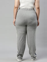 Load image into Gallery viewer, Go Colors Grey Melanges Cotton Stretch Side Stripes Track Pant