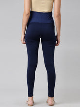 Load image into Gallery viewer, Go Colors Navy Cotton Stretch Maternity Legging