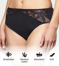 Load image into Gallery viewer, Enamor BambooBliss Lace Trim Brief, Mid Rise, 3/4th Back Coverage - IP25 (Black)
