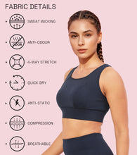 Load image into Gallery viewer, Enamor Crew Neck Sleeveless Crop length Sports Bra For Women - Hook & Eye Closure, Hugged Fit - A205 (Navy)