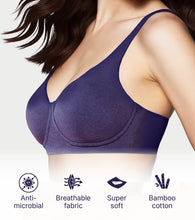 Load image into Gallery viewer, Enamor Innovations Bamboo Bliss, Plunge, Super Soft, Women's everyday T-Shirt Bra - Naturally Absorbent & Antimicrobial, Padded, Wirefree, High Coverage- IO05 (Eclipse)