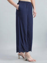 Load image into Gallery viewer, Go Colors Navy Cotton Hakoba Palazzo