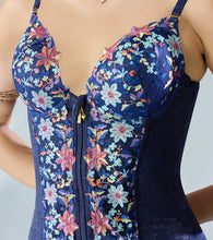 Load image into Gallery viewer, Enamor × Papa Don’t Preach - Midnight Mirage Luxury Corset for Women - Padded, Wired, Longline Fit - DC02 (Astral Blue)