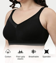 Load image into Gallery viewer, Enamor Full Support Super Lift Women's Cotton Everyday Minimizer Bra - Non Padded, Wirefree, Full Coverage - A112 (Available in Plus sizes) (Black)