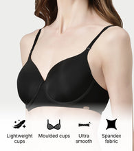 Load image into Gallery viewer, Enamor Innovations Ecolite, Smoother Perfect Lift Women's T-Shirt Bra - Crush Proof Cups, Padded, Wired, High Coverage - F057 (Black)