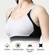Load image into Gallery viewer, Enamor Innovations Antimicrobial, Side Shaper, Women's Cotton Medium Impact Sports Bra - Fixed cup, Non-Padded, Wirefree, High Coverage - SB28 (Grey Melange)