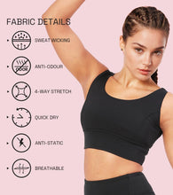 Load image into Gallery viewer, Enamor Sleeveless Crew Neck Crop length Pull On Sports Bra For Women - Hugged Fit, Cut Away Back Detail - A206 (Jet Black)