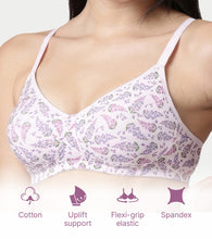 Load image into Gallery viewer, Enamor Innovations Fabcool Encircled Side Support Shaper, Non Padded, Wirefree, High Coverage, Women's Cotton Everyday Bra - A042 (Available in Plus Sizes) (Lupine Print)