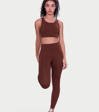 Load image into Gallery viewer, Enamor Wide Straps Seamed T-back Basic Workout Sports Bra - Quick Dry, Antimicrobial, Removable Padding, Non-Wired, Full Coverage - A202 (Sepia)