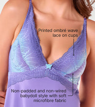 Load image into Gallery viewer, Enamor N191 Non-Padded Wire-Free Plunge Scallop-Wave Babydoll - Blue Wave