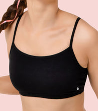 Load image into Gallery viewer, Enamor BB02 Easy Fit Stretch Cotton Beginners Bra with Antimicrobial Finish and Slim Straps - Black