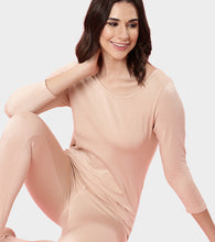 Load image into Gallery viewer, Enamor TH05 Women's Thermal Sleeve Top with Soft Heat Generating Fabric, Wide Round Neckline with Engineered HeatSkins™ Warm Technology. ( Pale Skin)