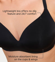 Load image into Gallery viewer, Enamor Innovations Invisibra, Ultra smooth, Flexi Wire Lift, Bonded, Women's T-Shirt Bra - Seamless, No-Pinch, Padded, Wirefree, Medium Coverage - F084 (Black)
