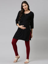 Load image into Gallery viewer, Go Colors Maroon Cotton Stretch Maternity Legging
