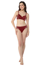 Load image into Gallery viewer, Amante Floral Chic Bikini Panty - Red Berry & Sepia Rose 101501