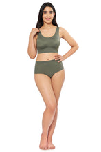 Load image into Gallery viewer, Amante Skins Support Solid Non Padded Non-Wired Scoop Neck Cami Bra - Slate Green 83501