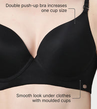Load image into Gallery viewer, Enamor Innovations Transform Gel-Cup, Air-Brush Enhancer, Double Push-Up Women's Bra - Powder finish, Padded, Wired, Medium Coverage - F114 (Black)