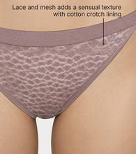 Load image into Gallery viewer, Enamor Lit String Bikini for Women Low Waist, Lace Front, Mesh Back - SMP02 (Deep Taupe)