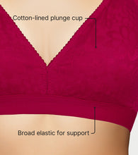 Load image into Gallery viewer, Enamor SMB04 Plunge Cup Non-Wired Bra, High Coverage (Red)
