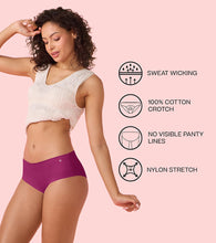 Load image into Gallery viewer, Enamor PH40 Innovations Invisi, All Day Comfort, Mid Waist Hipster Panty for Women - No Visible Panty Lines, Sweat wicking, Free Cut, Full Coverage - Pack of 1 (Queen Pink)