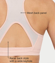 Load image into Gallery viewer, Enamor Medium Impact, Side Panel Shaping, Racer Back Women's Cotton Sports Bra - Padding with Removable Cups, Wirefree, High Coverage - SB08 (Pearl)