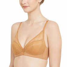 Load image into Gallery viewer, Wacoal Looping Padded Non-wired 3/4th Cup Everyday Wear Medium coverage Lace Bra - Brown LSF100