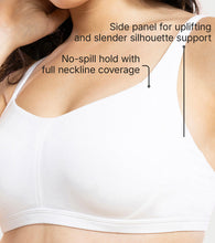 Load image into Gallery viewer, Enamor Innovations Intellifresh Antimicrobial Minimizer Everyday Cotton Bra for Women - Padded, Wirefree, Full Coverage - A058 (White) (White)