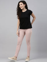 Load image into Gallery viewer, Go Colors Medium Pink Cotton Poly Stretch Stripes Printed Jeggings
