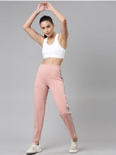 Load image into Gallery viewer, Go Colors Baby Pink Cotton Stretch Side Stripes Track Pant