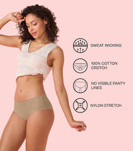 Load image into Gallery viewer, Enamor PH40 Innovations Invisi, All Day Comfort, Mid Waist Hipster Panty for Women - No Visible Panty Lines, Sweat wicking, Free Cut, Full Coverage - Pack of 1 (Honey Beige)