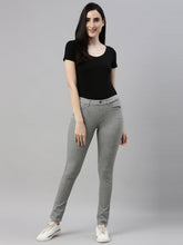 Load image into Gallery viewer, Go Colors Grey Melanges Cotton Polyester Super Stretch Jeggings