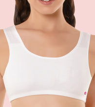 Load image into Gallery viewer, Enamor Innovations Easy Fit, Antimicrobial, Front Double Layer ,Women's Cotton Beginner's Bra - Pop-On Style, Non Padded, Wirefree, High Coverage - BB01 (White)