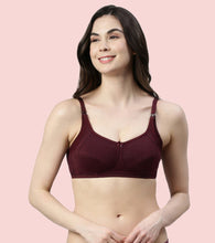 Load image into Gallery viewer, Enamor Eco-Melange MT02 Sectioned Lift and Support Cotton Nursing Bra for Women- High Coverage, Non Padded and Wirefree - Grape Wine