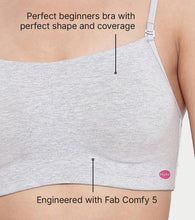 Load image into Gallery viewer, Enamor Moulded Double Layer Front Women's Cotton Cami Bra - Detachable Slim Straps with Back Keyhole, Non Padded, Wirefree, High Coverage - A022 (Greymelange)