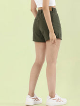 Load image into Gallery viewer, Go Colors Olive Green Cotton Twill Shorts