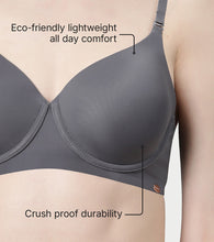 Load image into Gallery viewer, Enamor Innovations Ecolite, Smoother Perfect Lift Women's T-Shirt Bra - Crush Proof Cups, Padded, Wired, High Coverage - F057 (Ink Grey)