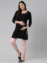 Load image into Gallery viewer, Go Colors Baby Pink Cotton Stretch Maternity Cropped Legging