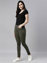 Load image into Gallery viewer, Go Colors Dark Olive Cotton Polyester Super Stretch Jeggings