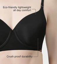 Load image into Gallery viewer, Enamor Innovations Ecolite, Smoother Perfect Lift Women's T-Shirt Bra - Crush Proof Cups, Padded, Wired, High Coverage - F057 (Black)