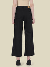 Load image into Gallery viewer, Go Colors Black Twill Wide Pants
