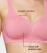 Load image into Gallery viewer, Enamor Innovations Bamboo Bliss, Plunge, Super Soft, Women's everyday T-Shirt Bra - Naturally Absorbent & Antimicrobial, Padded, Wirefree, High Coverage- IO05 (Rose Blush)