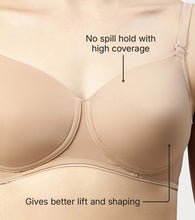 Load image into Gallery viewer, Enamor Innovations Ecolite, Smoother Perfect Lift Women's T-Shirt Bra - Padded, Wirefree, High Coverage - F165 (Honey Beige)