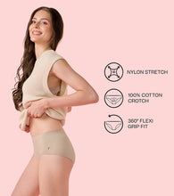Load image into Gallery viewer, Enamor IP37 Innovations Flexi Free, Comfy Essentials, No Visible Panty Lines, All Day Comfort, Mid Waist Brief Panty for Women - Regular Coverage (Almond Skin)