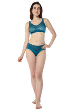 Load image into Gallery viewer, Amante Elegant Lace Hipster Panty - Gibralta Blue & Stucco 101201