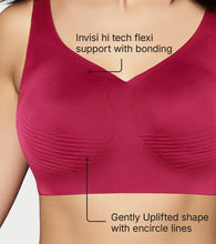Load image into Gallery viewer, Enamor Innovations Invisi Encircle lift, Ultra smooth, Bonded, Slip-on, Women's T-Shirt Bra - Seamless, No-Pinch, No-Dig, Padded, Wirefree, High Coverage- IO01 (Cherry Pink)
