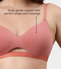 Load image into Gallery viewer, Enamor Innovations CloudSoft, Invisi Neckline Women's Cotton Everyday T-Shirt Bra - Padded, Wirefree, Medium Coverage - A032 (Rosette)