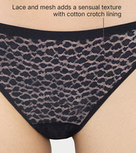 Load image into Gallery viewer, Enamor Lit String Bikini for Women Low Waist, Lace Front, Mesh Back - SMP02 (Black)
