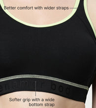 Load image into Gallery viewer, Enamor Innovations Antimicrobial, Side Shaper, Women's Cotton Medium Impact Sports Bra - Fixed cup, Non-Padded, Wirefree, High Coverage - SB28 (Black)