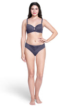 Load image into Gallery viewer, Amante Strappy Bliss Solid Padded wired Lace Bra - Graystone 88201